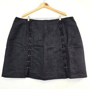 City Chic Womens Plus Sz 24 Faux Suede Comfy Skirt Front Lace Up Wimsigoth Emo